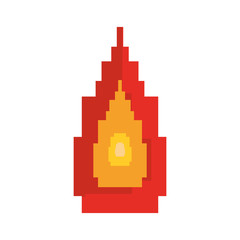 Poster - pixel video game flame fire