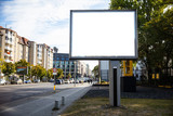 Fototapeta  - Blank billboard mockup for advertising, City street background