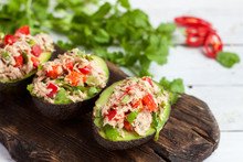 Avocados Stuffed With Canned Tuna And Vegetables