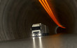 Truck passing through tunnel / Brennertunnel