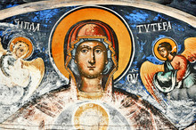 View Of Frescoes From The Ancient Church Of Saint Athanasios (1614) In Tsaritsani, Elassona, Greece