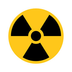 Radioactive material sign. Symbol of radiation alert, hazard or risk. Simple flat vector illustration in black and yellow