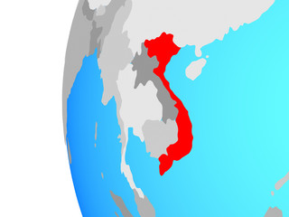 Poster - Vietnam on blue political globe.