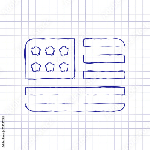 Simple Usa Flag Icon Rectangle Shape Hand Drawn Picture On Paper Sheet Blue Ink Outline Sketch Style Doodle On Checkered Background Buy This Stock Vector And Explore Similar Vectors At Adobe,Simple Human Skull Sketch
