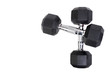 pair of weighted dumbbells for fitness isolated white background