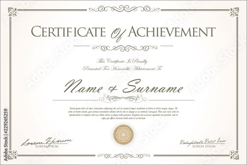 Fotomural certificate or diploma retro vintage design