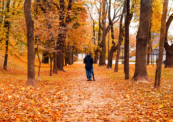 couple of young people in the city park, close up, copy space
