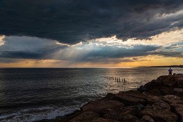 Amazing hazzy sky in the ocean