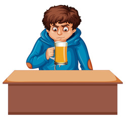 Poster - A teenager boy drinking beer