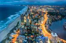 Aerial View Of Surfers Paradise In Gold Coast, Australia