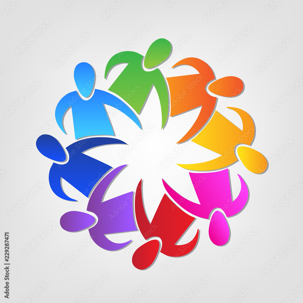 Logo teamwork unity people identity business id card icon Stock Vector ...