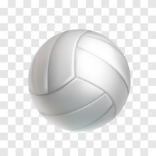 Realistic White Volleyball Ball Isolated On Transparent Background. Sports Equipment For Team Game Vector Illustration. Leather Ball For Beach Volleyball Or Water Polo. Outdoors Leisure And Activity