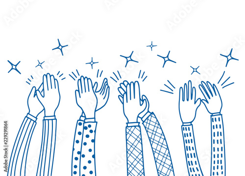 Cuadros en Lienzo Human hands clapping ovation. doodle style ,vector illustration