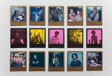 Duochrome And Gold Framed Polaroid Prints Arranged In Three Rows Of Five.