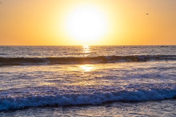 Wall Mural - California ocean sunset from Santa Monica beach