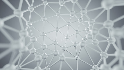Poster - White plexus lines and nodes network abstract 3D rendering
