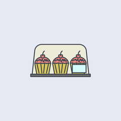 Wall Mural - cake in a glass on sale colored outline icon. One of the collection icons for websites, web design, mobile app