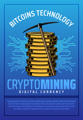 Poster - Bitcoin mining, crypto currency coins
