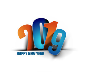 Happy New Year 2019 Text Design  Patter, Vector illustration.