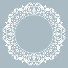 Decorative frame Elegant vector element for design in Eastern style, place for text. Floral blue border. Lace illustration for invitations and greeting cards