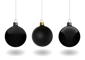 Black Christmas Ball Set for Your Project - Colored Illustrations with Glossy Ball and Matting Ball, Vector