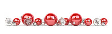 Red And Silver Christmas Baubles Isolated 3D Rendering