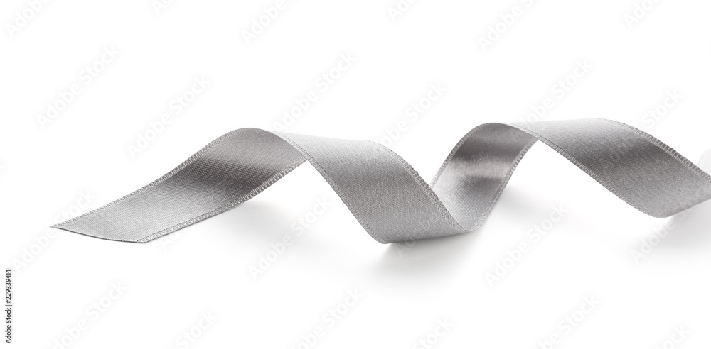 Silver ribbon on white background