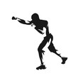 Boxing fighter athlete, isolated vector silhouette, side view