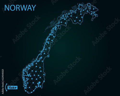 Fotografía Map of Norway. Vector illustration. World map