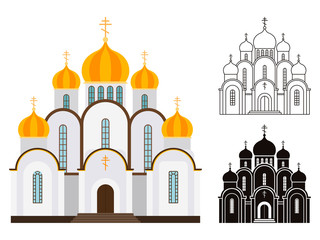 Wall Mural - Orthodox church buildings vector isolated on white background