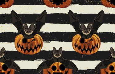 Wall Mural - Halloween Seamless Pattern. Digital design elements for Halloween. Perfect for decoration, wrapping papers, greeting cards, web page background and other print projects.