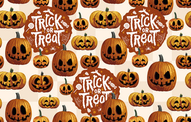 Wall Mural - Halloween Seamless Pattern. Digital design elements for Halloween. Perfect for decoration, wrapping papers, greeting cards, web page background and other print projects.
