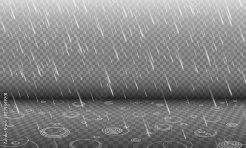 Fotografía Rain with water ripples 3D effect isolated on transparency background, autumn ra