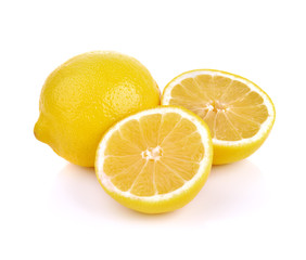 Sliced lemons isolated on white background