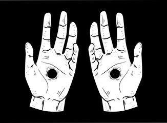 hand stigmata hole illustration