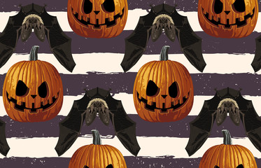 Wall Mural - Halloween seamless pattern. Digital design elements for Halloween. Perfect for decoration, wrapping papers, greeting cards, web page background and other print projects.