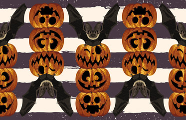 Wall Mural - Halloween seamless pattern. Digital design elements for Halloween. Perfect for decoration, wrapping papers, greeting cards, web page background and other print projects.