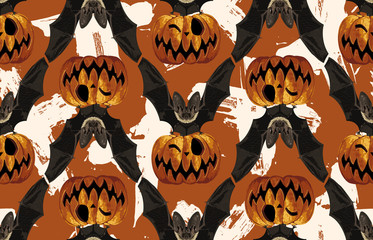 Wall Mural - Halloween seamless pattern. Digital design elements for Halloween. Perfect for decoration, wrapping papers, greeting cards, web page background and other print projects.