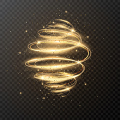 Wall Mural - luxury light spiral with glitter and stars. christmas design. magic sparkle swirl trail effect on tr