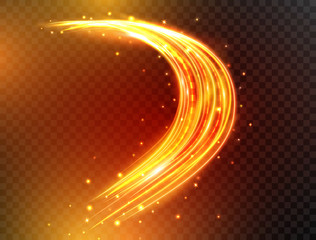 Wall Mural - magic neon light lines. glowing fire curves with sparkles isolated on transparent background. futuri