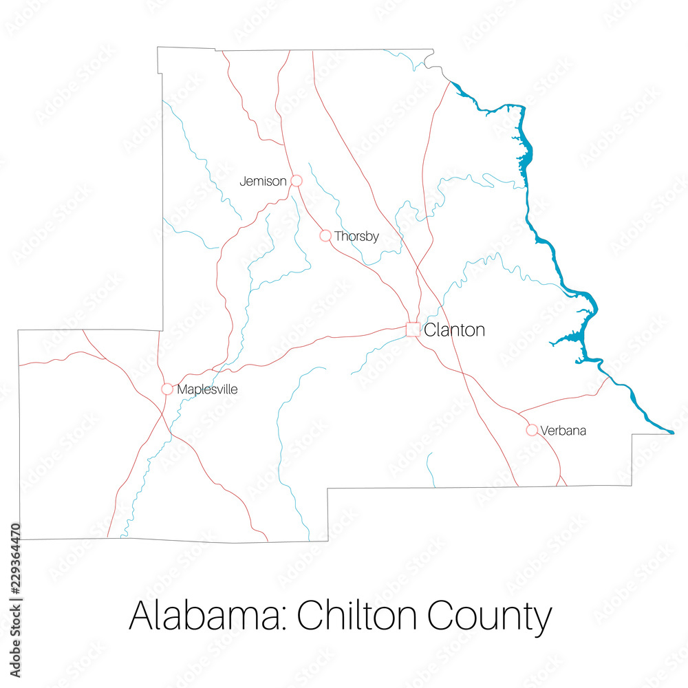 Detailed map of county in Chilton Alabama, USA Stock Vector | Adobe Stock