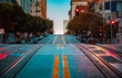 California Street at dawn, San Francisco, California, USA