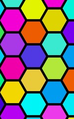 Honeycomb many color, multicolored. Isometric geometry. 3D illustration