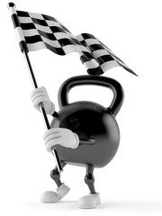 Sticker - Kettlebell character waving race flag