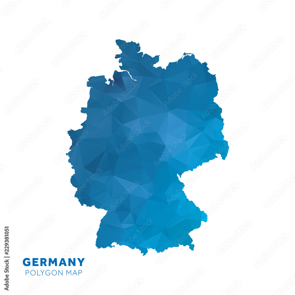 Map of Germany. Blue geometric polygon map. Stock Vector | Adobe Stock