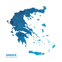 Wall Mural - Map of Greece. Blue geometric polygon map.