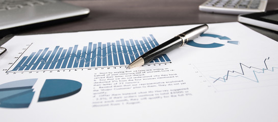 Wall Mural - business background. financial report on the table at the businessman