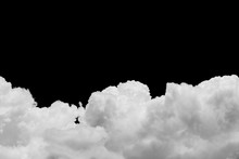 Cumulonimbus Clouds Isolated On Black Background, White Cloud And Black Sky