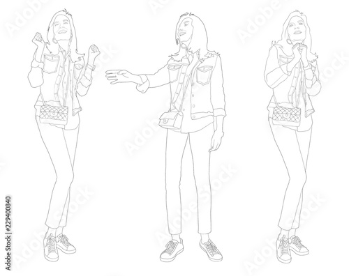 Tracé Expression Femme élégante Figure Dessin Au Trait