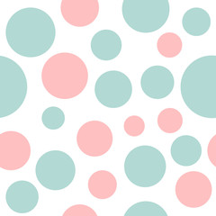 Geometrical background with circles. Abstract round seamless pattern. Colorful dots pattern on white background. Vector illustration.